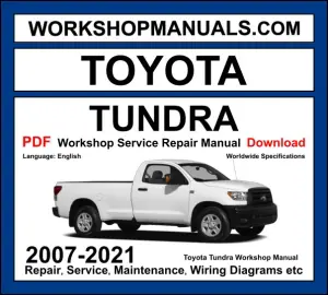 Toyota Tundra Workshop Repair and Service Manual Download 2007-2021 PDF cover