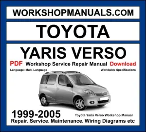 Toyota Yaris Verso Workshop Repair and Service Manual Download 1999-2005 PDF cover