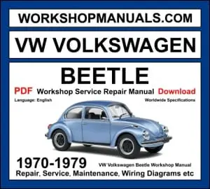 Volkswagen Beetle 1970-1979 workshop manual covering 1.6L air-cooled flat-four engine with repair procedures and wiring diagrams PDF download