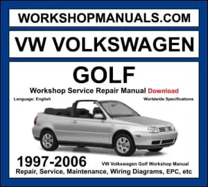 VW Golf Mk4 workshop manual 1997-2006 with 1.8T TDI VR6 and DSG engine repair procedures and wiring diagrams PDF