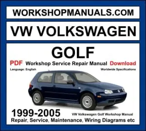 VW Volkswagen Golf Workshop Repair and Service Manual Download 1999-2005 PDF cover