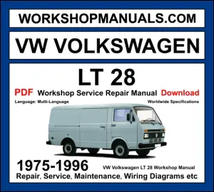 VW Volkswagen LT 28 Workshop Repair and Service Manual 1975-1996 Download PDF cover