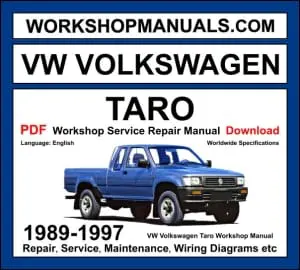 VW Volkswagen Taro 1989-1997 workshop manual covering 2.2L 4Y and 2.4L 22R petrol engines with repair and service procedures PDF download