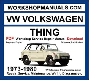 VW Thing Workshop Manual 1973-1980 with air-cooled flat-4 Type 181 repair and wiring diagrams PDF