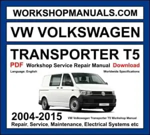 Volkswagen Transporter T5 2004-2015 workshop manual covering 1.9 TDI, 2.0 TDI, 2.0 TSI, 2.5 TDI, and 3.2 VR6 engines with repair procedures and wiring diagrams PDF download