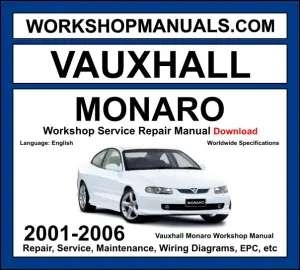 Vauxhall Monaro VXR 2001-2006 workshop manual covering 5.7L LS1 V8 and 6.0L LS2 V8 engines with service repair procedures and wiring diagrams