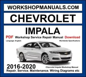 Chevrolet Impala Workshop Repair and Service Manual Download 2016-2020 PDF cover