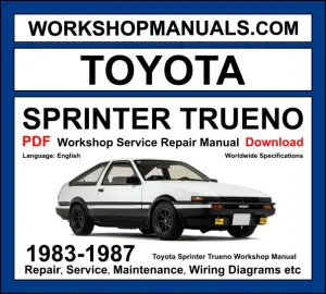 Toyota Sprinter Trueno Workshop Repair and Service Manual Download 1983-1987 PDF cover