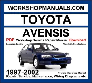 Toyota Avensis Workshop Repair and Service Manual Download 1997-2002 PDF cover