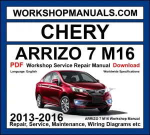 Chery Arrizo 7 (M16) factory service manual 2013 to 2016 cover