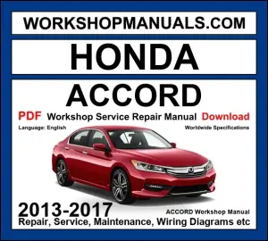 Honda Accord 2013-2017 workshop manual PDF download cover