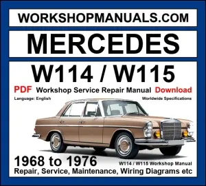 Mercedes W114 / W115 1968-1976 Workshop Service Repair Manual PDF cover
