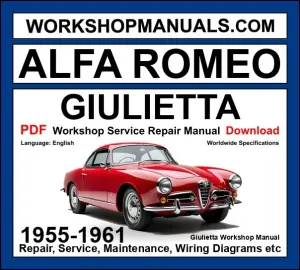Alfa Romeo Giulietta Workshop Repair and Service Manual Download 1955-1961 PDF cover