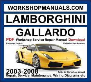 Lamborghini Gallardo 2003-2008 service and repair manual PDF cover