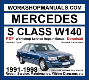 Mercedes S Class W140 Workshop Repair and Service Manual PDF 1991-1998 cover