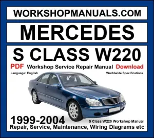 Mercedes S Class W220 Workshop Repair and Service Manual PDF 1999-2004 cover
