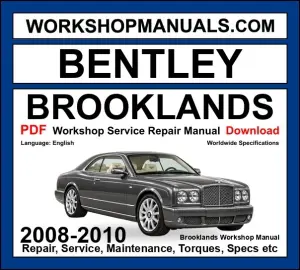 Bentley Brooklands Workshop Repair and Service Manual PDF 2008-2010 cover
