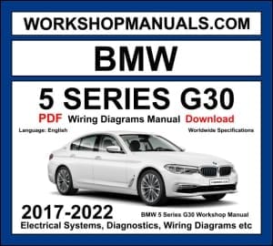BMW 5 Series G30 2017-2022 wiring diagrams manual covering B48 2.0L turbo B58 3.0L turbo and N63 4.4L twin-turbo V8 engines PDF download