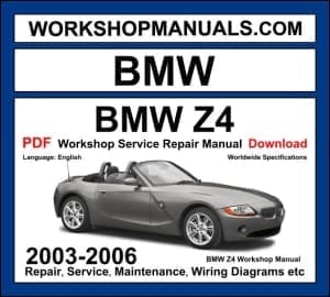 BMW Z4 E85 2003-2006 workshop manual covering 2.5L M54, 3.0L M54 inline-6 engines with repair procedures and wiring diagrams PDF download