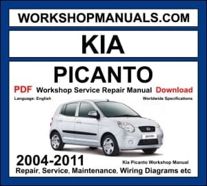 Kia Picanto 2004-2011 workshop manual covering 1.0L and 1.1L petrol engines with service repair procedures and wiring diagrams
