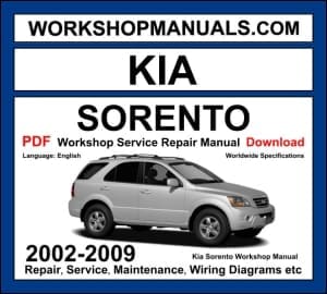 Kia Sorento 2002-2009 workshop manual covering 3.5L V6 petrol and 2.5L CRDi diesel engines with service repair procedures and wiring diagrams