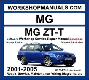 MG ZT-T estate 2001-2005 workshop manual covering 1.8L K-Series turbo, 2.0L KV6, 2.5L KV6, and 2.0L CDTi diesel engines with repair procedures and wiring diagrams PDF download