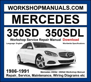 Mercedes 350SD 350SDL W126 1986-1991 workshop manual covering 3.5L OM603 turbo diesel inline-six engine with service repair procedures and wiring diagrams dealer software download