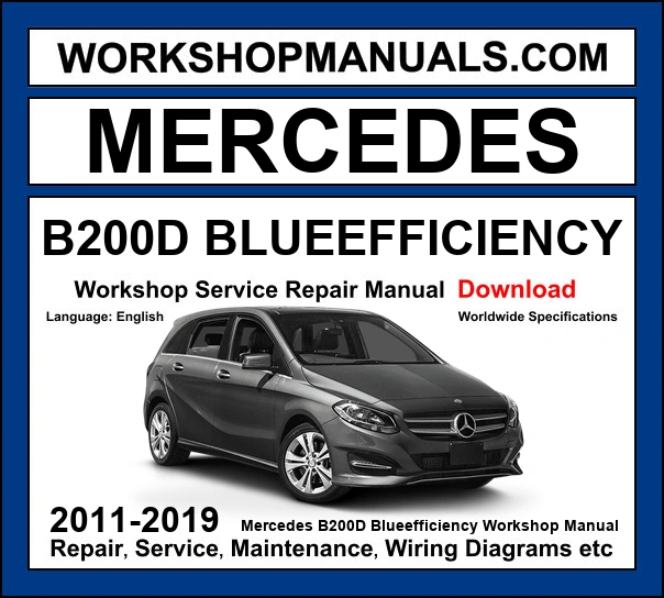 Mercedes B Class B200d BlueEfficiency W246 2011-2019 workshop manual covering 2.1L OM651 turbo diesel engine with service repair procedures and wiring diagrams dealer software download