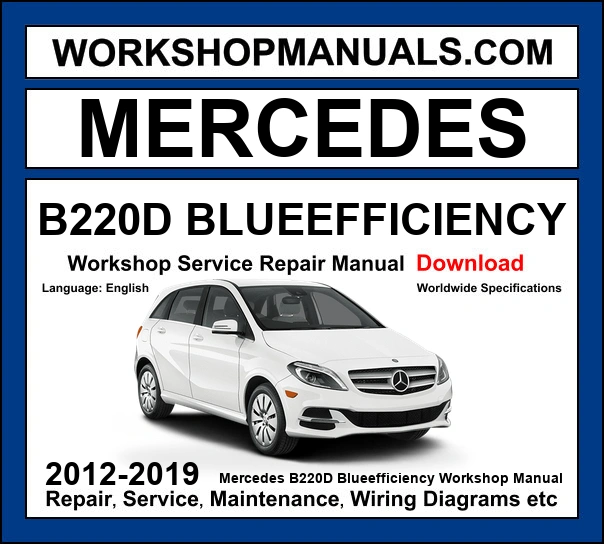 Mercedes B Class B220d BlueEfficiency W246 2012-2019 workshop manual covering 2.1L OM651 turbo diesel engine with service repair procedures and wiring diagrams dealer software download