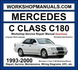 Mercedes-Benz C180 W202 1993-2000 workshop manual covering 1.8L M111 I4 engine with repair procedures and wiring diagrams dealer software download