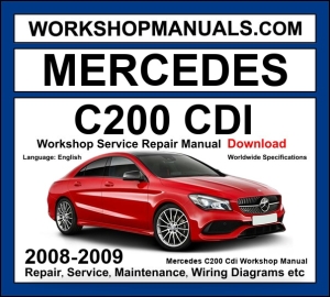Mercedes C200 CDI W204 2008-2009 workshop manual covering 2.1L OM646 four-cylinder diesel engine with service repair procedures and wiring diagrams dealer software download