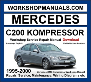 Mercedes-Benz C200 Kompressor W202 1995-2000 workshop manual covering 2.0L M111 supercharged I4 engine with repair procedures and wiring diagrams dealer software download