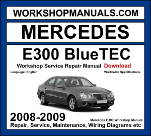Mercedes E300 BlueTEC W212 2008-2009 workshop manual covering 3.0L OM642 V6 diesel AdBlue engine with service repair procedures and wiring diagrams dealer software download