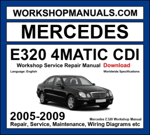 Mercedes E320 CDI 4Matic W211 2005-2009 workshop manual covering 3.0L OM642 V6 diesel engine AWD with service repair procedures and wiring diagrams dealer software download