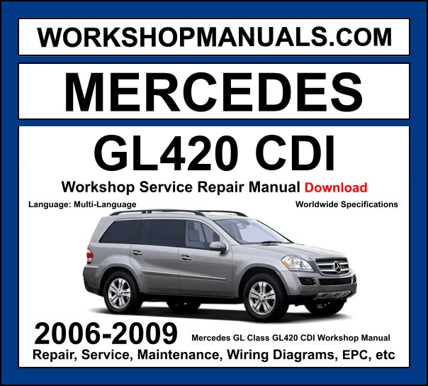 Mercedes GL Class GL420 CDI X164 2006-2009 workshop manual covering 4.0L OM629 V8 turbo diesel engine with service repair procedures and wiring diagrams dealer software download
