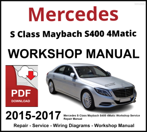 Mercedes S Class Maybach S400 4Matic 2015-2017 Workshop and Service Manual