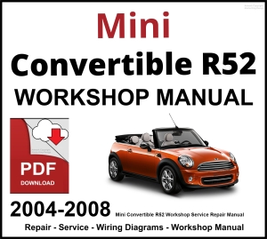 Mini Convertible R52 Workshop and Service Manual 2004-2008