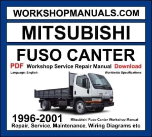 Mitsubishi Fuso Canter Workshop Manual 1996-2001 with 4D34 diesel truck repair and wiring diagrams PDF