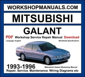 Mitsubishi Galant 1993-1996 seventh generation EA workshop manual covering 2.0L 4G63 2.0L turbo 4G63T 2.4L 4G64 and 2.5L V6 6G73 engines with service repair procedures and wiring diagrams PDF download