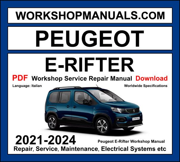 Peugeot E-Rifter Workshop Repair and Service Manual Download 2021-2024 PDF cover