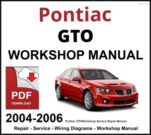 Pontiac GTO 2004-2006 Workshop and Service Manual PDF