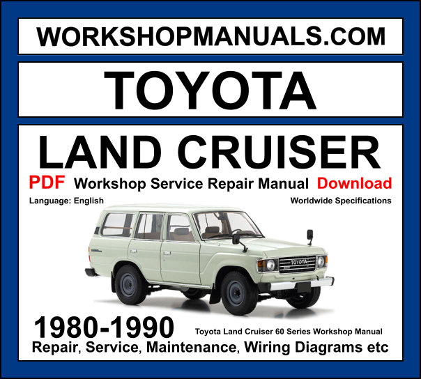 Toyota Land Cruiser Workshop Repair and Service Manual Download 1980-1990 PDF cover