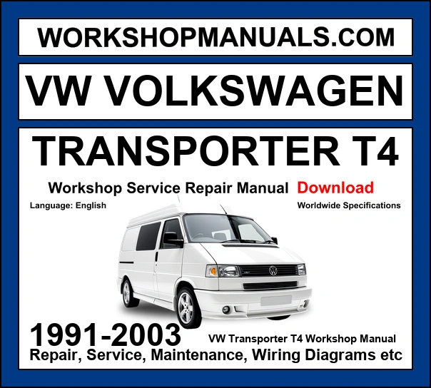 VW Volkswagen Transporter T4 1991-2003 Workshop Repair and Service Manual Download cover