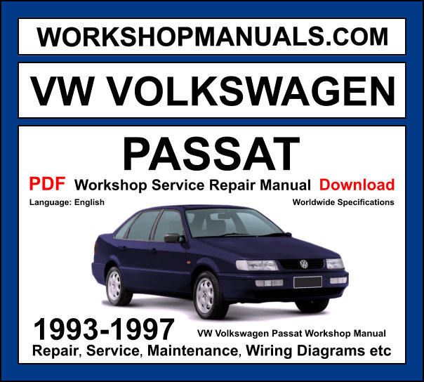 VW Volkswagen Passat Workshop Repair and Service Manual 1993-1997 Download PDF cover
