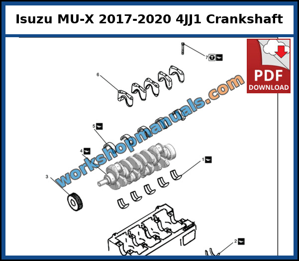 Isuzu MU-X 2017-2020 4JJ1 crankshaft and bearings from the Isuzu service manual
