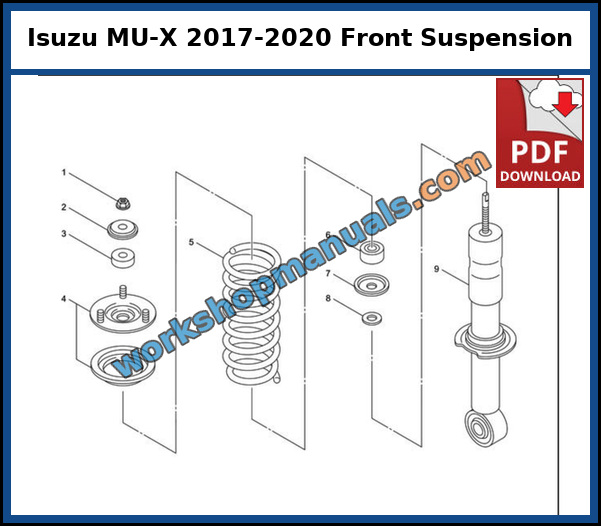 Isuzu MU-X 2017-2020 front coil spring and shock absorber components from the Isuzu service manual