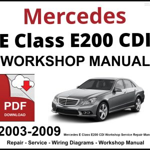 Mercedes E Class E200 CDI Workshop and Service Manual