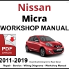 Nissan Micra 2011-2019 Workshop and Service Manual PDF