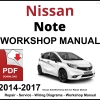 Nissan Note 2014-2017 Workshop and Service Manual PDF