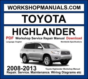 Toyota Highlander 2008-2013 workshop manual with 2.7L 1AR-FE and 3.5L 2GR-FE V6 engine repair and wiring diagrams PDF